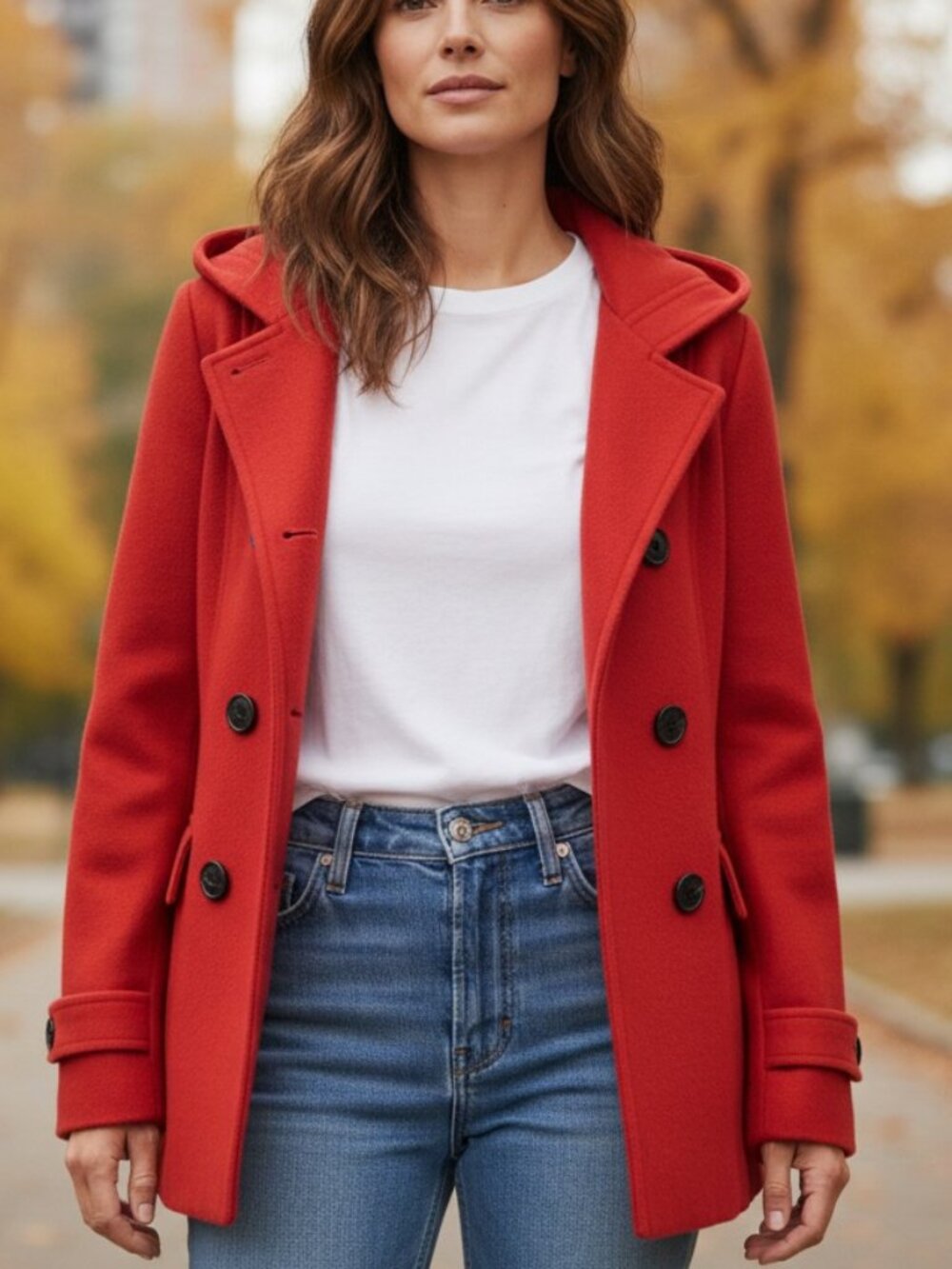 American Rag Red Hooded Pea Coat